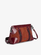 Sunny Moody Bag - Brown suede bag with shoulder strap, contrasting panels and signature wings.