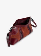 Sunny Moody Bag - Brown suede bag with shoulder strap, contrasting panels and signature wings.