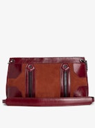 Sunny Moody Bag - Brown suede bag with shoulder strap, contrasting panels and signature wings.
