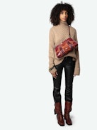 Sunny Moody Bag - Brown suede bag with shoulder strap, contrasting panels and signature wings.