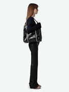 Sunny Hobo Bag - Vintage-effect patent leather hobo bag with handle and signature wings.