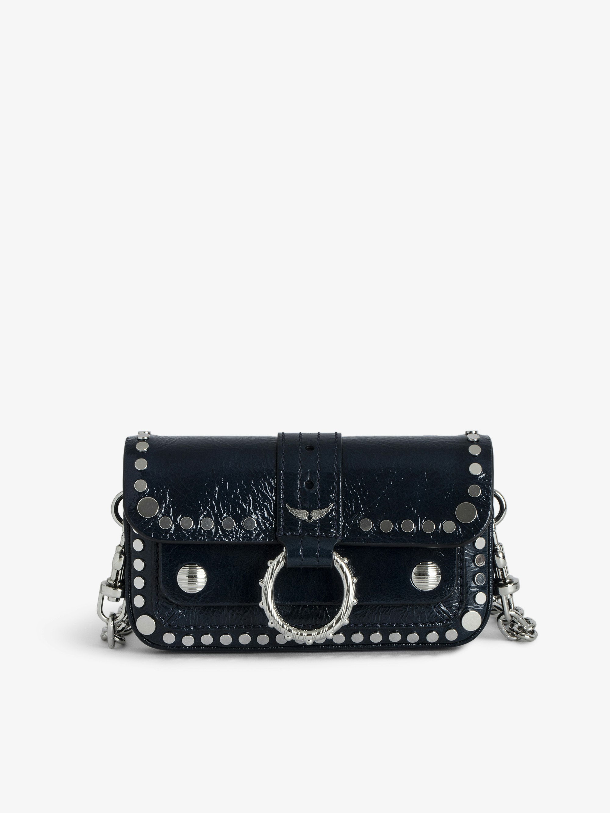 Kate Wallet Bag - Designed by Kate Moss for Zadig&Voltaire.  Mini bag in glossy leather with crinkled effect with ring, chain and studded details.