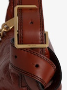 Le Cecilia XS Bag - Small brown bag in glossy leather with crinkled effect with shoulder strap and metal C buckle.