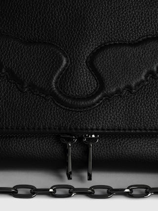 Rocky Bag - Grained leather bag with chain, shoulder strap and embossed wing signature.