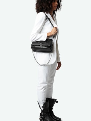 Rocky Bag - Grained leather bag with chain, shoulder strap and embossed wing signature.