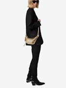 Le Cecilia XS Bag - Small metallic gold leather bag with crinkle effect, shoulder strap and metal C buckle.