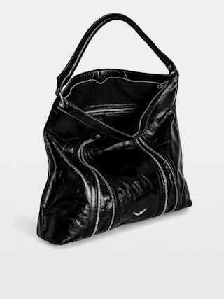 Sac Sunny Hobo Vintage Patent - Sac hobo en cuir vernis effet vintage avec signature ailes.