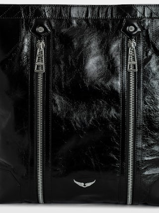 Sac Sunny Hobo Vintage Patent - Sac hobo en cuir vernis effet vintage avec signature ailes.