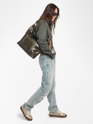 Sunny Hobo Vintage Patent Bag - Hobo bag in vintage-inspired patent leather with wing signature.
