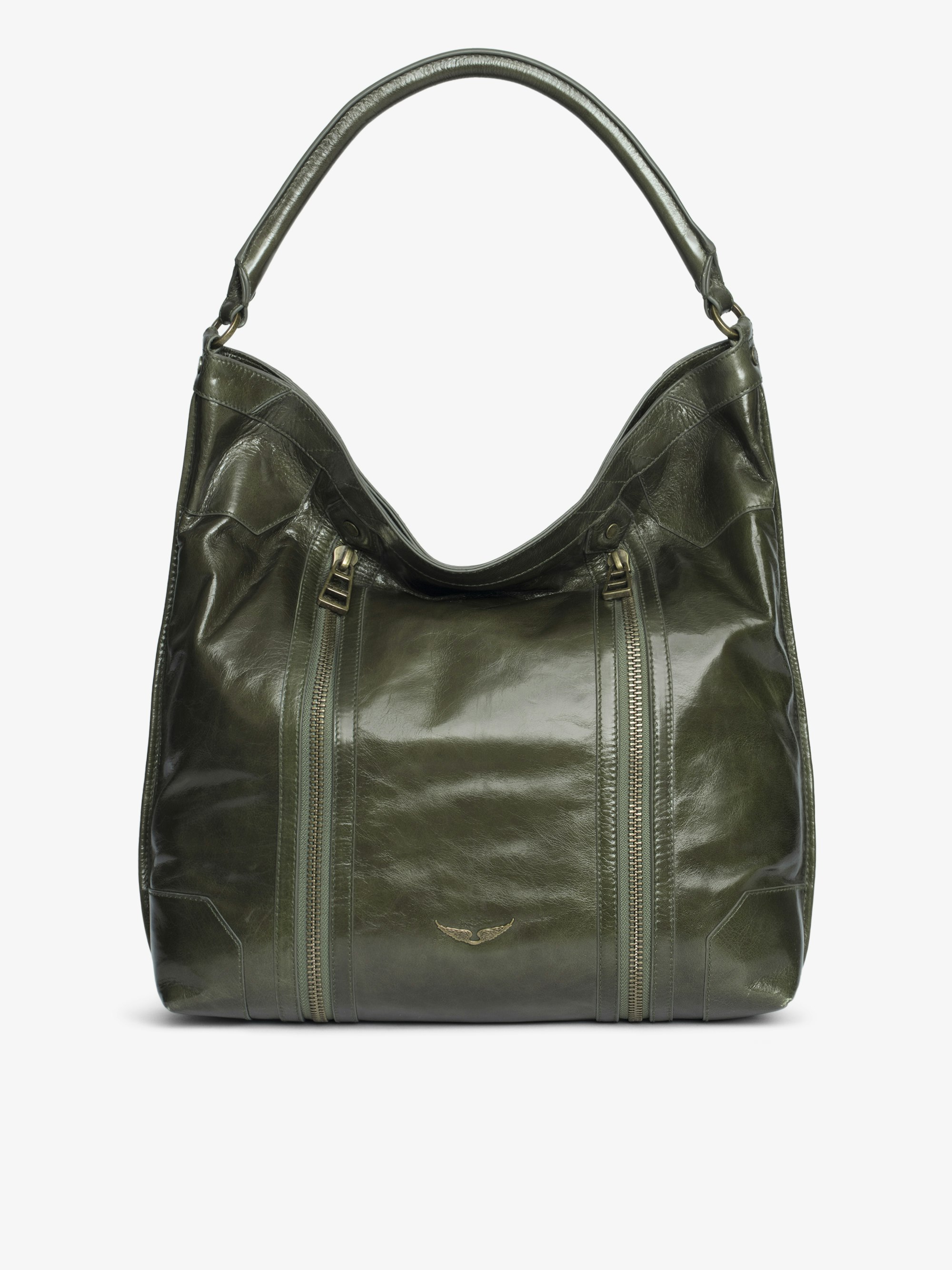 Sunny Hobo Vintage Patent Bag - Hobo bag in vintage-inspired patent leather with wing signature.