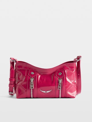 Sunny Mood Vintage Patent Tasche - Minitasche aus Lackleder mit Vintage-Effekt, mit verstellbarem Schulterriemen und Wings-Signatur.