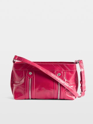 Sunny Mood Vintage Patent Tasche - Minitasche aus Lackleder mit Vintage-Effekt, mit verstellbarem Schulterriemen und Wings-Signatur.