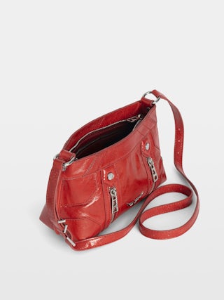 Sac Sunny Mood Vintage Patent - Petit sac en cuir vernis effet inspiré vintage, à bandoulière ajustable et signature ailes.