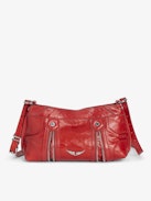 Sunny Mood Vintage Patent Tasche - Kleine Tasche aus Lackleder im Vintage-Stil mit verstellbarem Schulterriemen und Flügel-Signatur.