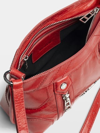 Sac Sunny Mood Vintage Patent - Petit sac en cuir vernis effet inspiré vintage, à bandoulière ajustable et signature ailes.