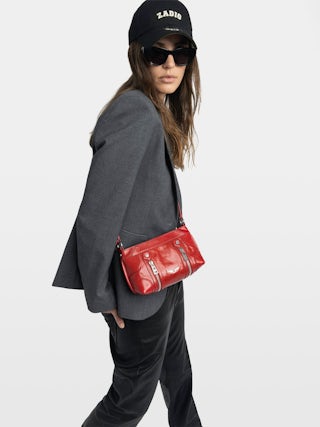 Sac Sunny Mood Vintage Patent - Petit sac en cuir vernis effet inspiré vintage, à bandoulière ajustable et signature ailes.