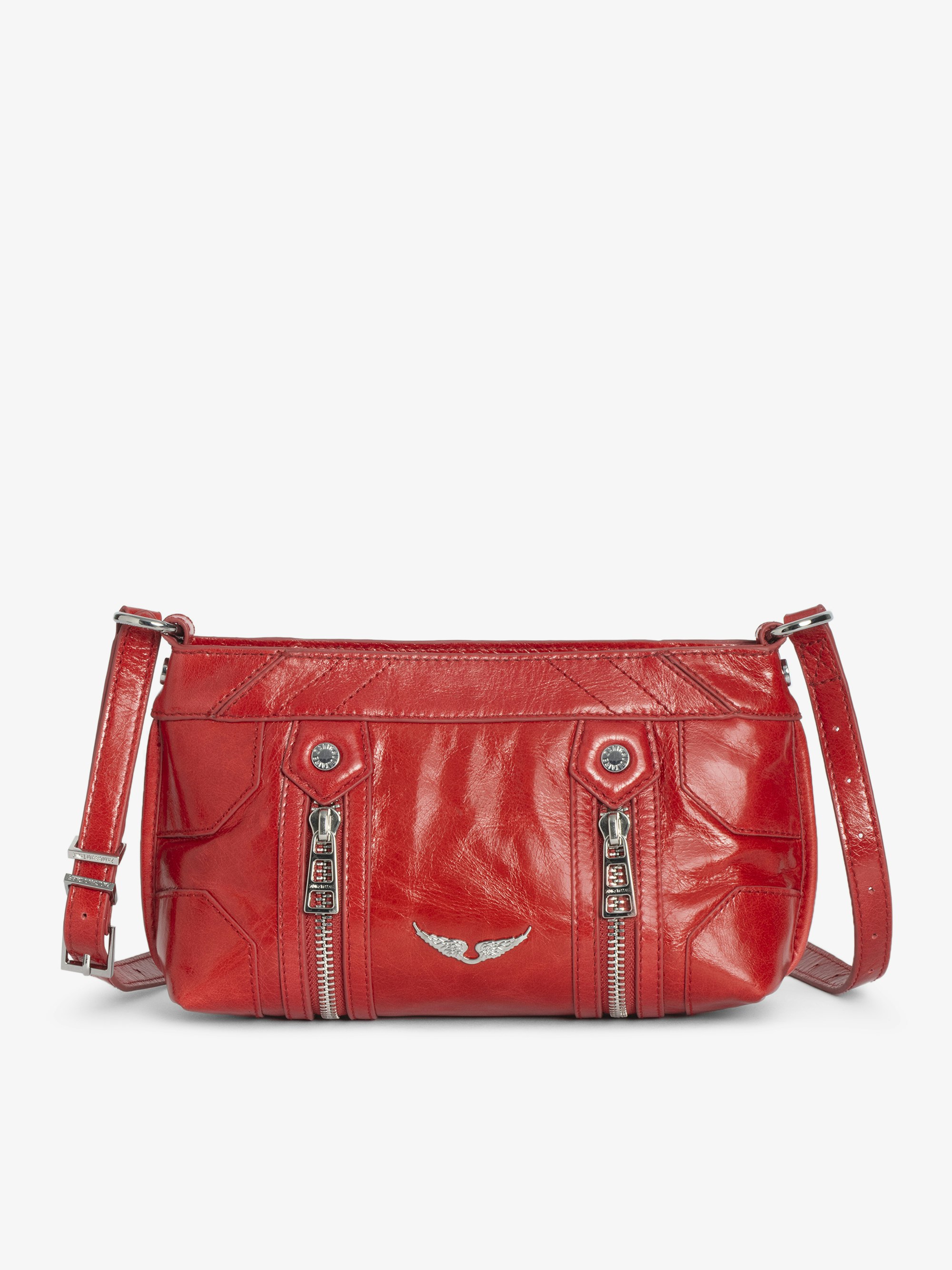 Sunny Mood Vintage Patent Bag - Small vintage-inspired patent leather bag with adjustable shoulder strap and wing signature.