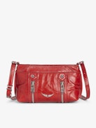 Sunny Mood Vintage Patent Tasche - Kleine Tasche aus Lackleder im Vintage-Stil mit verstellbarem Schulterriemen und Flügel-Signatur.