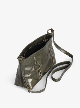 Sunny Mood Vintage Patent Bag - Small vintage-inspired patent leather bag with adjustable shoulder strap and wing signature.