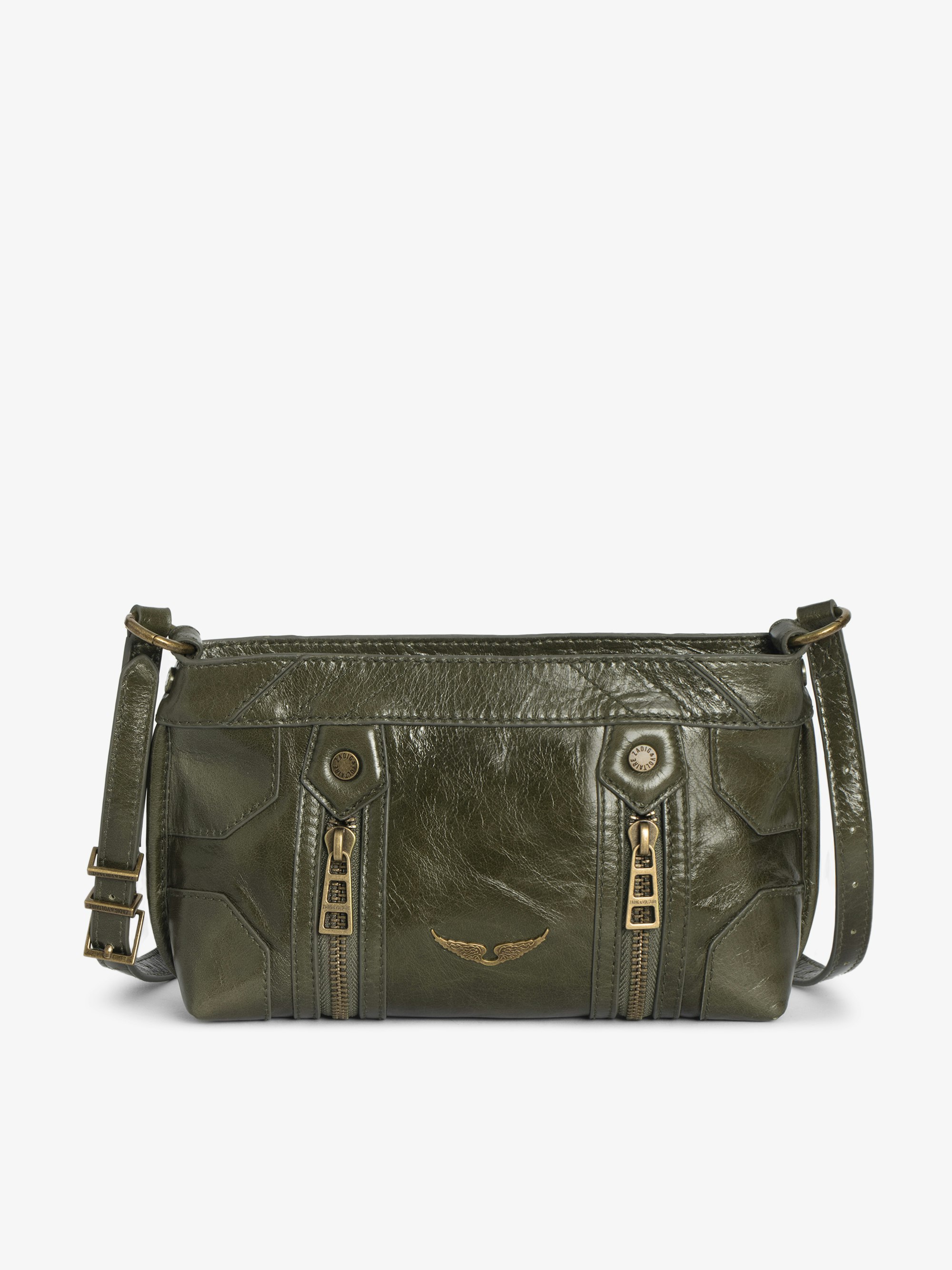 Sunny Mood Vintage Patent Bag - Small vintage-inspired patent leather bag with adjustable shoulder strap and wing signature.