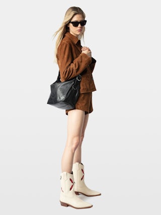 Sac Jane - Sac en cuir, à bandoulière ajustable et signature ailes débossées.