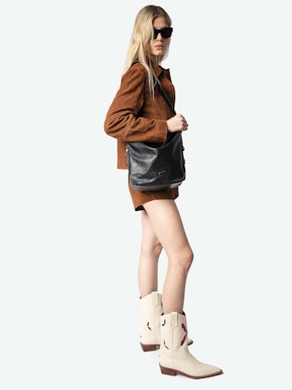 Sac Jane - Sac en cuir, à bandoulière ajustable et signature ailes débossées.