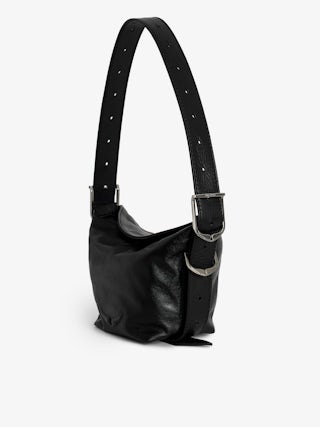 Baby Jane Bag - Leather bag with adjustable shoulder strap and debossed wing signature.