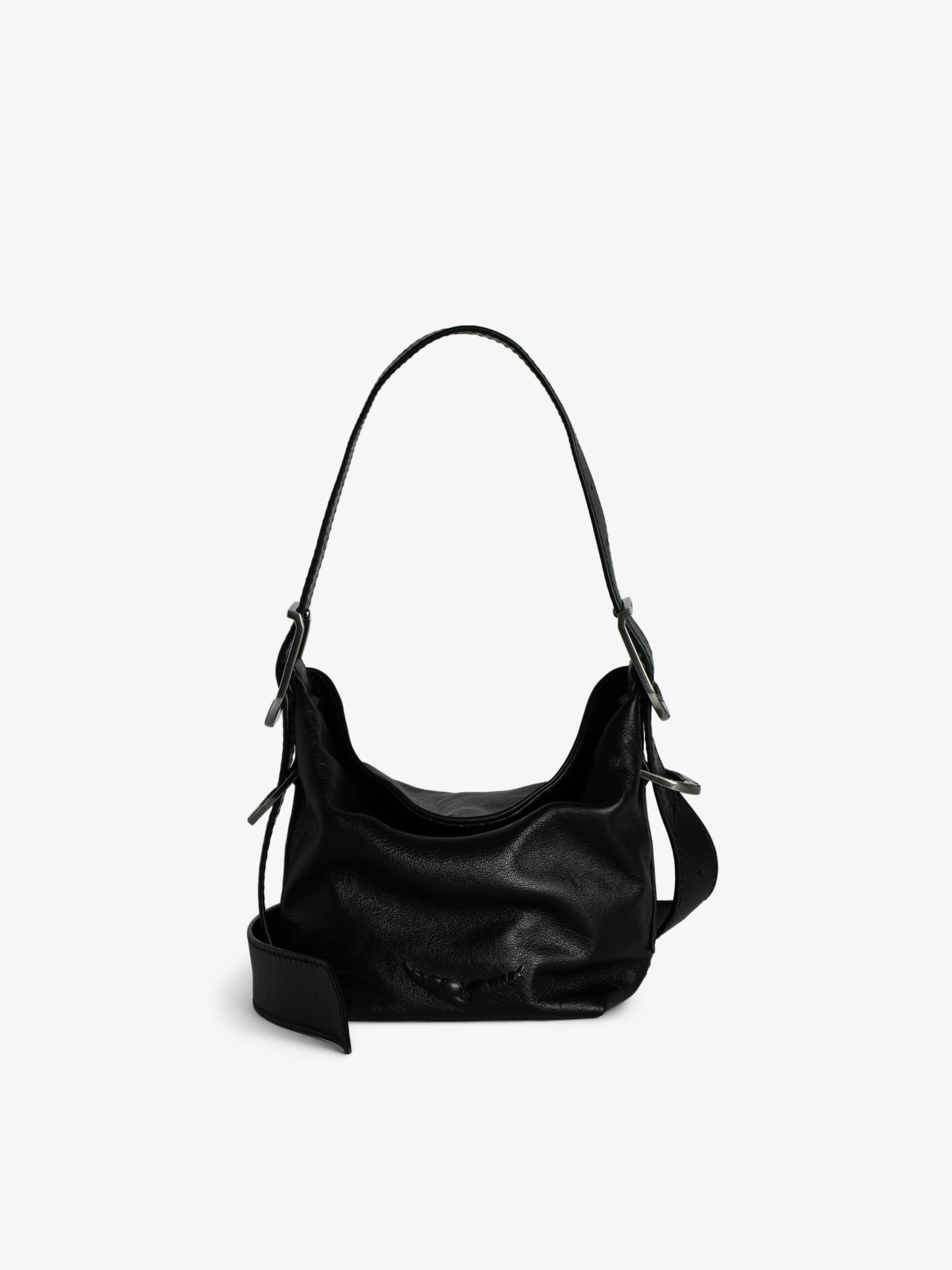 Baby Jane Bag - Leather bag with adjustable shoulder strap and debossed wing signature.