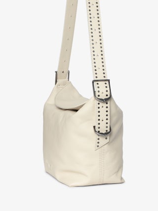 Jane Bag - Leather bag with studded shoulder strap and debossed wing signature.