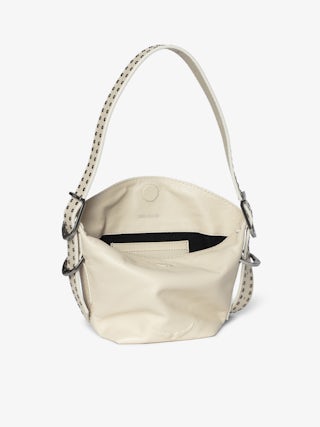 Baby Jane Bag - Leather bag with studded shoulder strap and debossed wing signature.