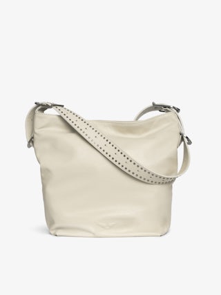 Jane Hobo Bag - Leather Hobo bag with studded handle and debossed wing signature.