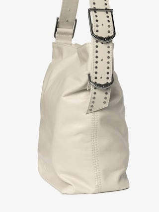Jane Hobo Bag - Leather Hobo bag with studded handle and debossed wing signature.