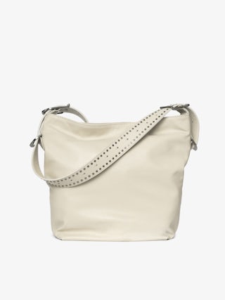 Jane Hobo Bag - Leather Hobo bag with studded handle and debossed wing signature.