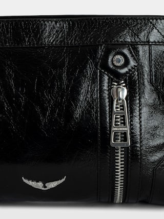 Sac Sunny Moody Vintage Patent - Sac en cuir vernis effet vintage, à bandoulière ajustable et signature ailes.