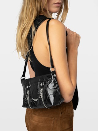 Sac Sunny Moody Vintage Patent - Sac en cuir vernis effet vintage, à bandoulière ajustable et signature ailes.