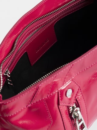 Sunny Moody Vintage Patent Tasche - Tasche aus Lackleder mit Vintage-Effekt mit verstellbarem Schulterriemen und Wings-Signatur.