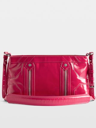 Sunny Moody Vintage Patent Tasche - Tasche aus Lackleder mit Vintage-Effekt mit verstellbarem Schulterriemen und Wings-Signatur.