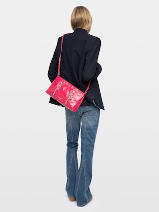 Sunny Moody Vintage Patent Tasche - Tasche aus Lackleder mit Vintage-Effekt mit verstellbarem Schulterriemen und Wings-Signatur.