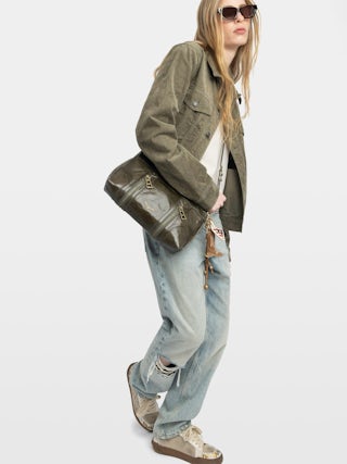 Sac Sunny Moody Vintage Patent - Sac en cuir vernis effet inspiré vintage, à bandoulière ajustable et signature ailes.