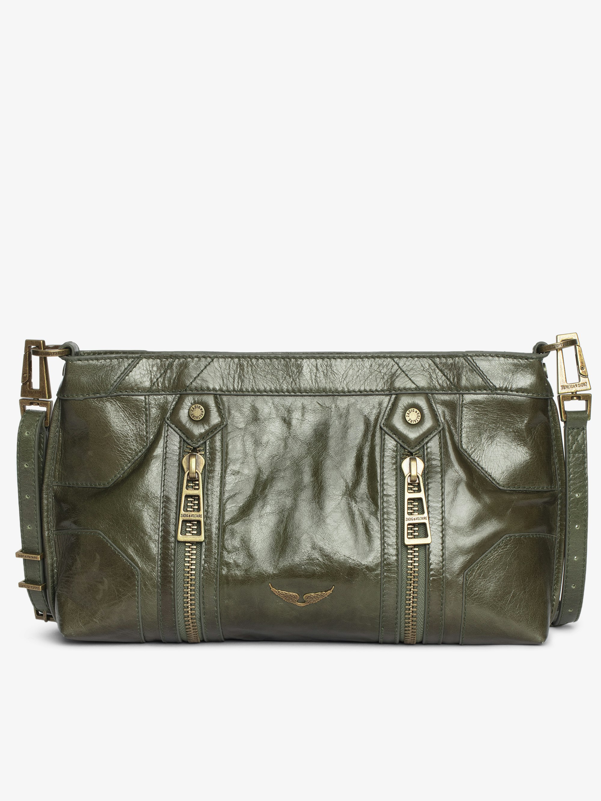 Sunny Moody Vintage Patent Bag - Vintage-inspired patent leather bag with adjustable strap and wing signature.