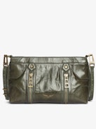 Borsa Sunny Moody Vintage Patent - Borsa in pelle verniciata effetto vintage, con tracolla regolabile e firma ad ali.
