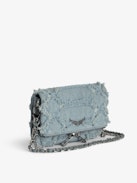 Pochette Rock Nano - Pochette in denim con frange, ali firma.