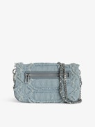 Pochette Rock Nano - Pochette in denim con frange, ali firma.