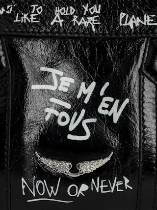 Sunny Mood Bag - Small vintage-effect patent leather bag with adjustable shoulder strap and signature wings.