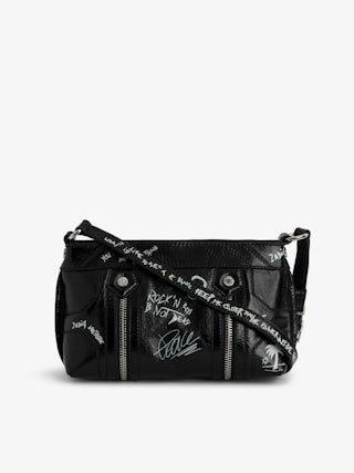 Sunny Mood Bag - Small vintage-effect patent leather bag with adjustable shoulder strap and signature wings.