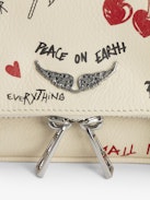 Rock Nano Clutch - Grained leather Love Tag pouch with signature wings embellished with rhinestones.