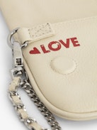 Rock Nano Clutch - Grained leather Love Tag pouch with signature wings embellished with rhinestones.