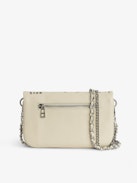 Rock Nano Clutch - Grained leather Love Tag pouch with signature wings embellished with rhinestones.