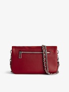 Pochette Rock Nano - Pochette en cuir grainé Cherry avec ailes signatures ornées de strass.