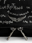 Rock Nano Clutch - Graffiti grained leather pouch with signature wing motif embellished with rhinestones.